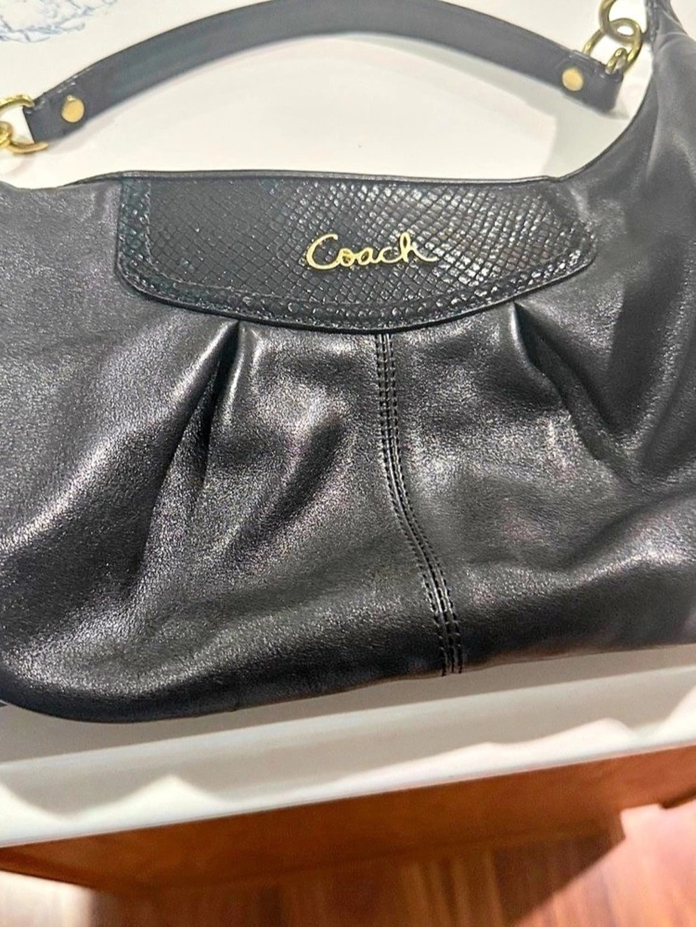 Coach Ashley Leather Hippie Hobo Bag F20114 Black